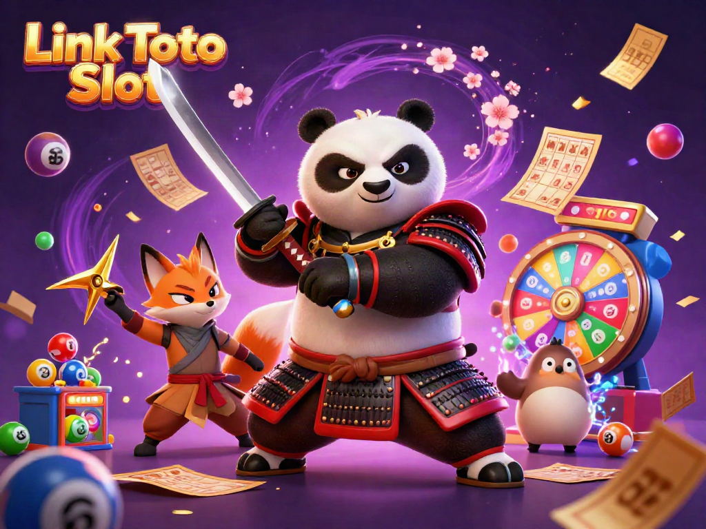 Serunya bermain Link Toto Slot di kasino dengan panda samurai dan rubah ninja.