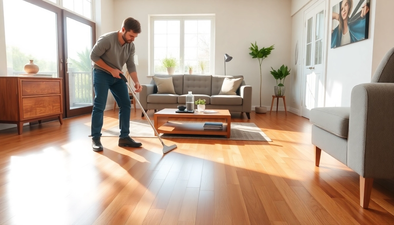 Hardwood floor cleaning Lincoln CA in bright living room showcasing sparkling floors.