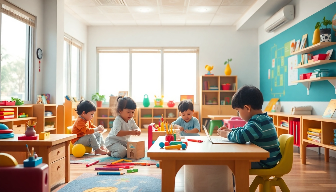 Join fun educational activities at https://kara.in/ with children in a vibrant daycare setting.