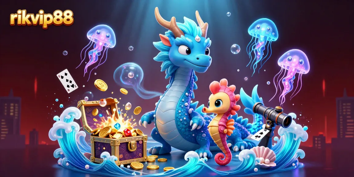 Experience thrilling gameplay with rikvip88, surrounded by vibrant characters and casino elements.