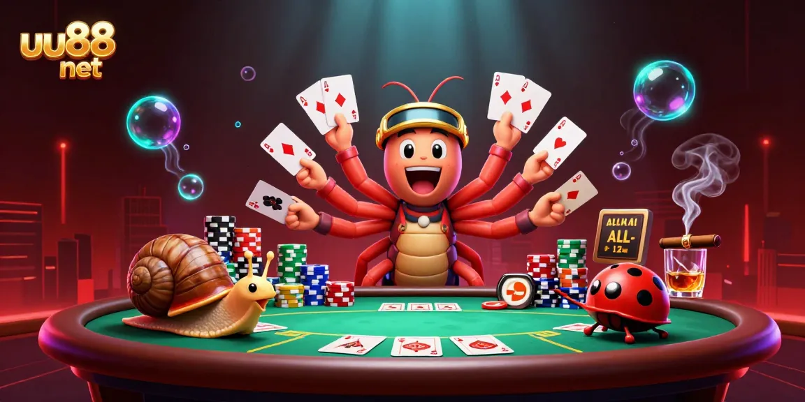 Engage with the thrilling world of uu88 net at this vibrant poker scene featuring dynamic characters and casino elements.