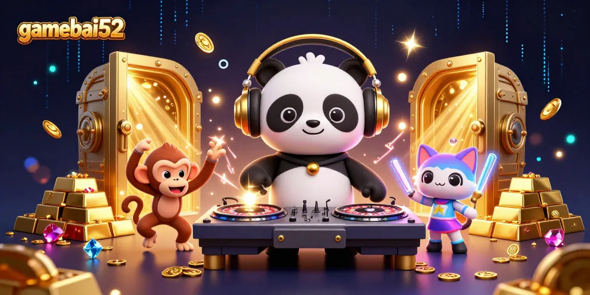 Experience thrilling gameplay at gamebai52 with a DJ panda and vibrant casino atmosphere.
