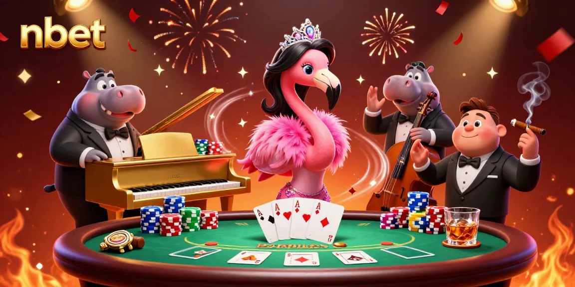 Engage with nbet's exciting casino atmosphere featuring lively characters and vibrant gaming elements.
