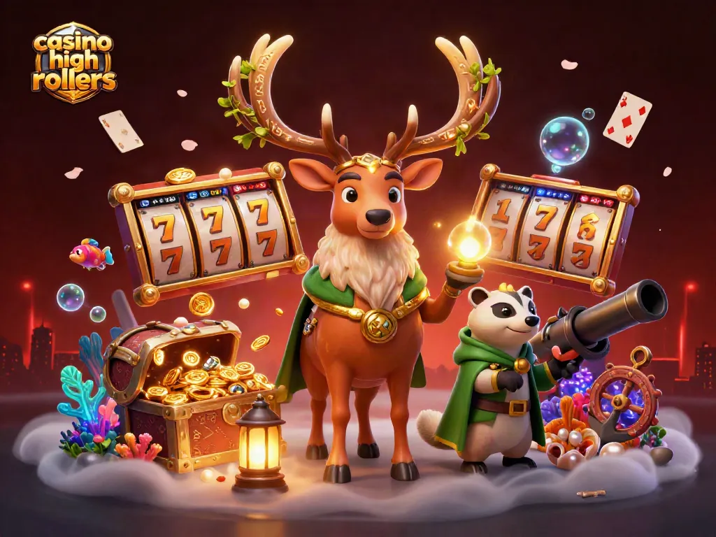 Experience the exclusive perks of casino high rollers in this vibrant 3D scene filled with dynamic gaming elements.