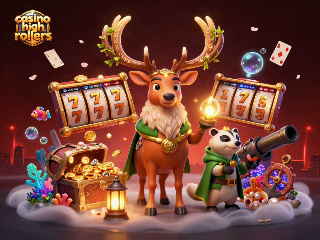 Experience the exclusive perks of casino high rollers in this vibrant 3D scene filled with dynamic gaming elements.