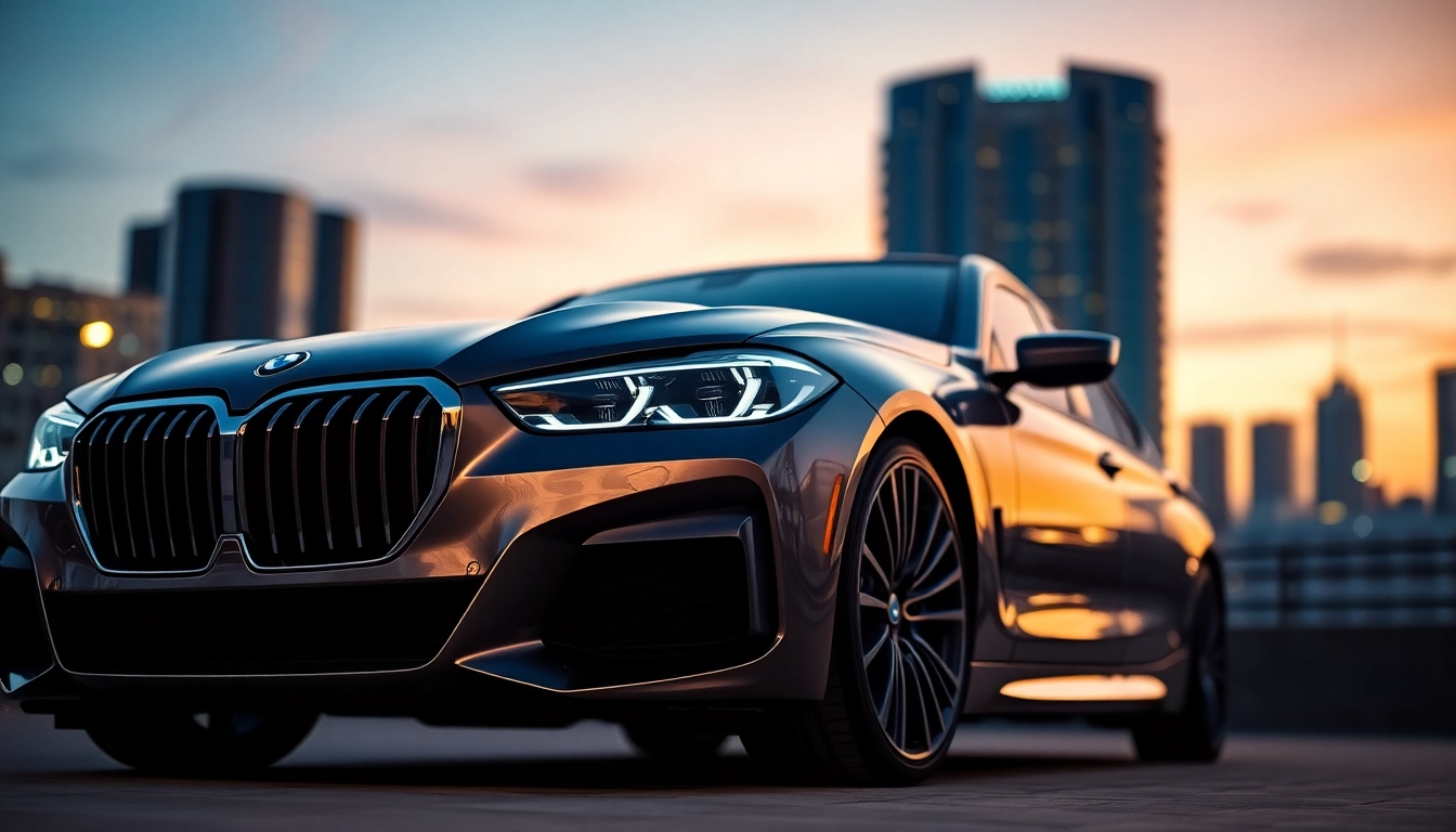 Admire the Luxury BMW car showcasing elegance and sophistication in an urban landscape.