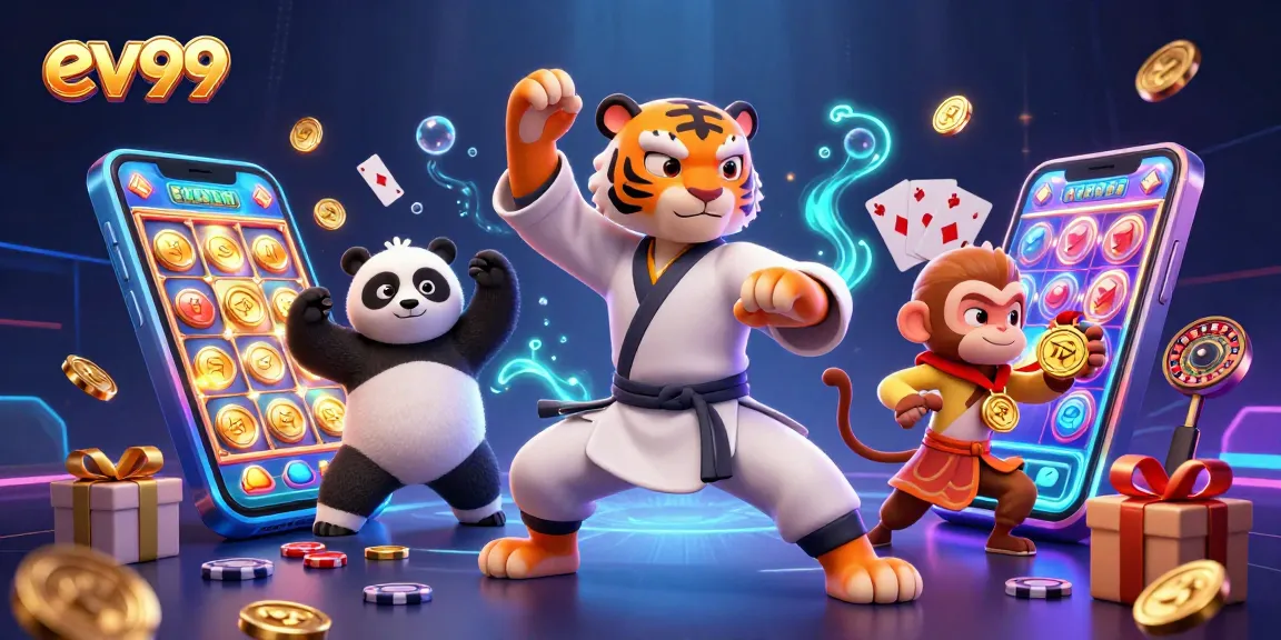 Engage with the dynamic thrills of ev99 as animated characters experience an exciting casino game scene.
