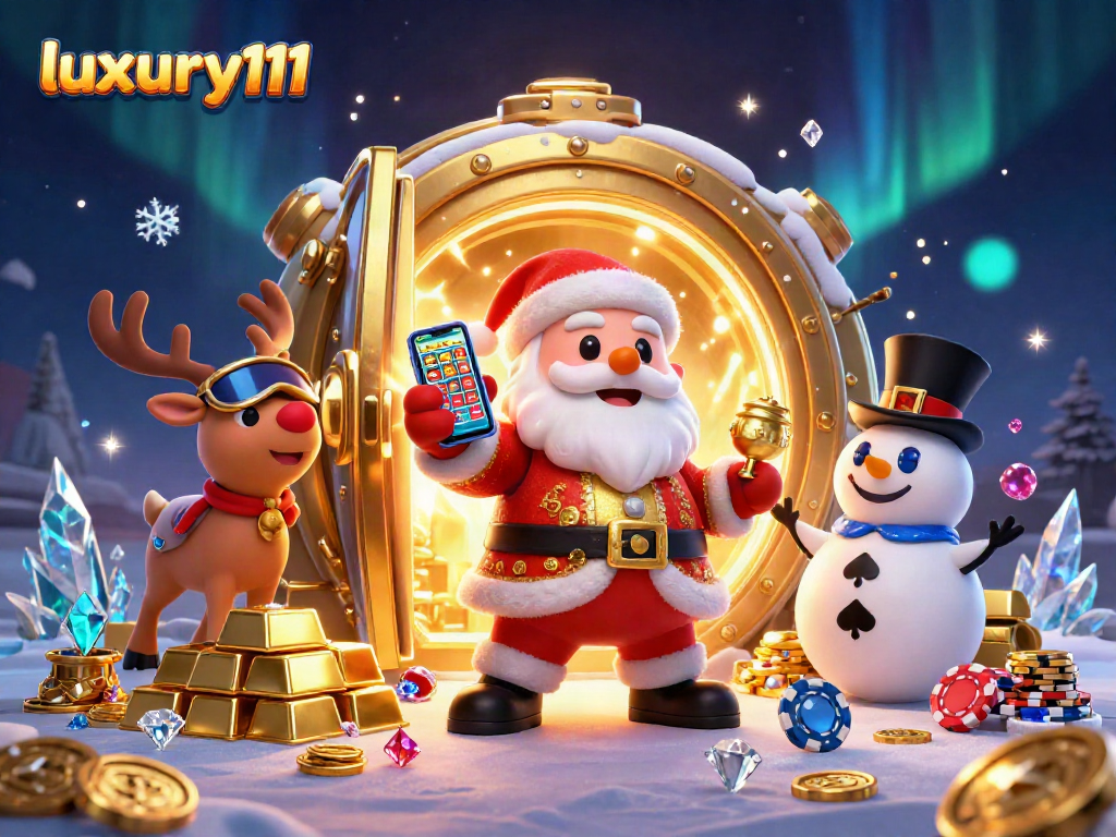 Experience luxury111 slots with a festive Santa and friends amidst dazzling treasures and jackpots.