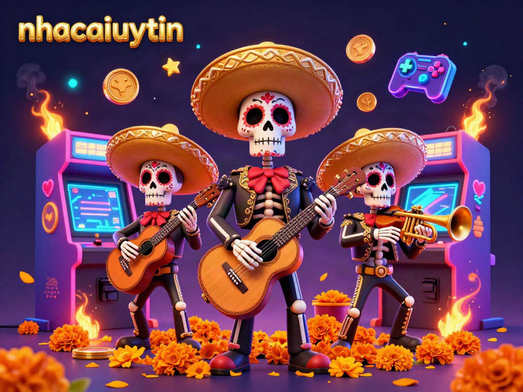 Experience gaming excitement with nhacaiuytin featuring vibrant mariachis and arcade elements.