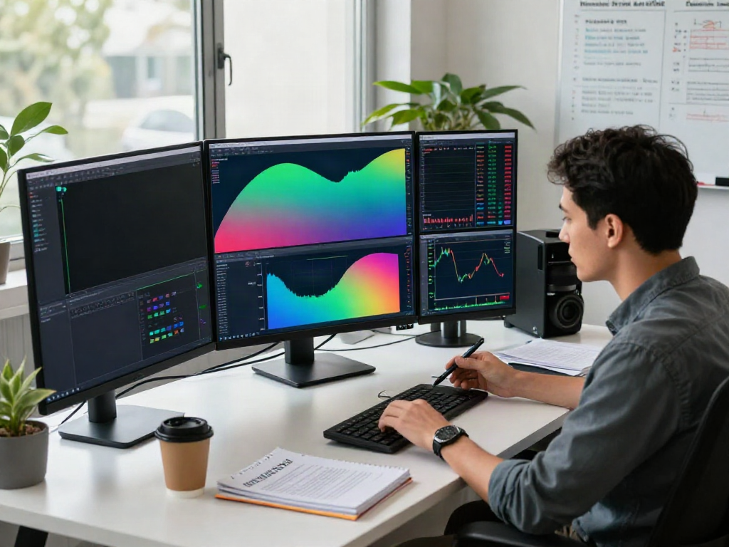 Traders using TradingView on multiple monitors in a modern office.